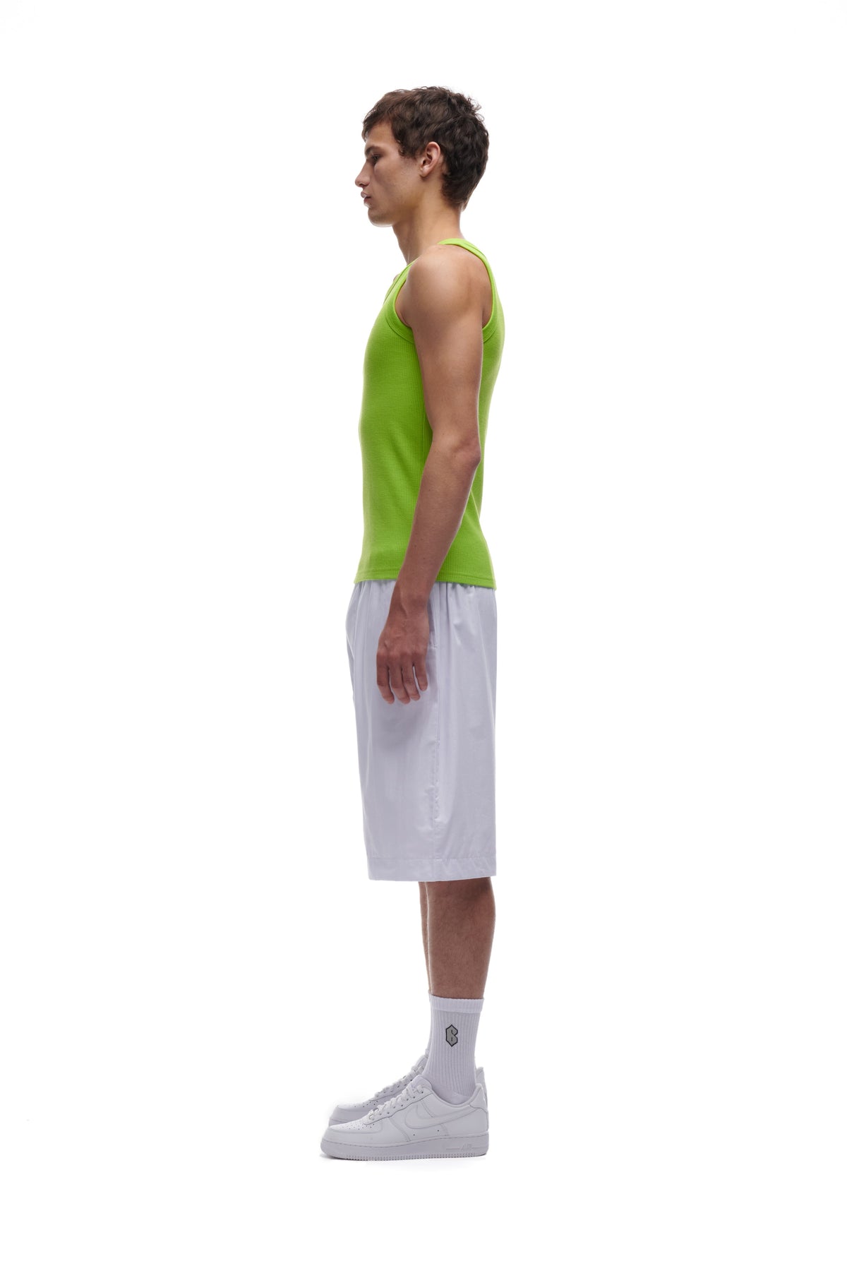WAFFLE KNIT TANK TOP LIME GREEN